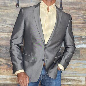 John Varvatos USA Dual Vent Stitched Lapel Shinny Gray Blazer Sport Jacket 40R